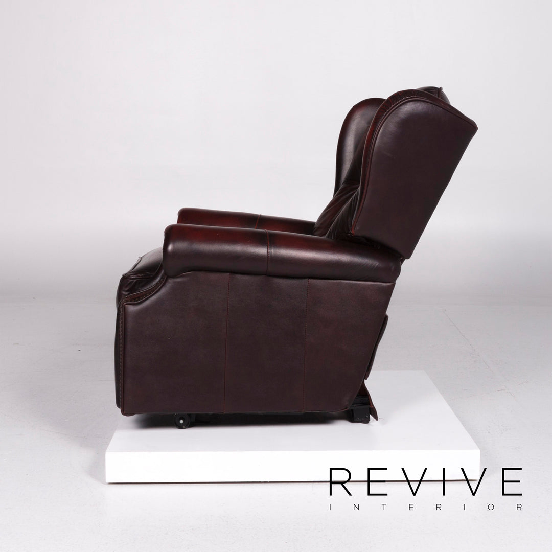 Fauteuil Chesterfield en cuir rouge avec fonction relaxation #10729