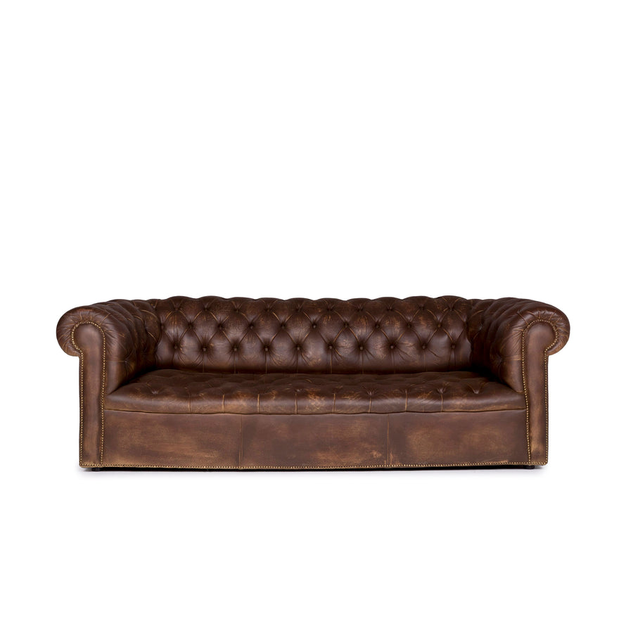 Chesterfield Leder Sofa Braun Dreisitzer Couch Retro #9467