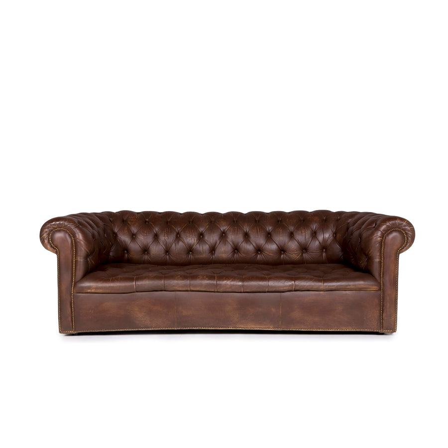 Chesterfield Leder Sofa Braun Dreisitzer Couch Retro #9468