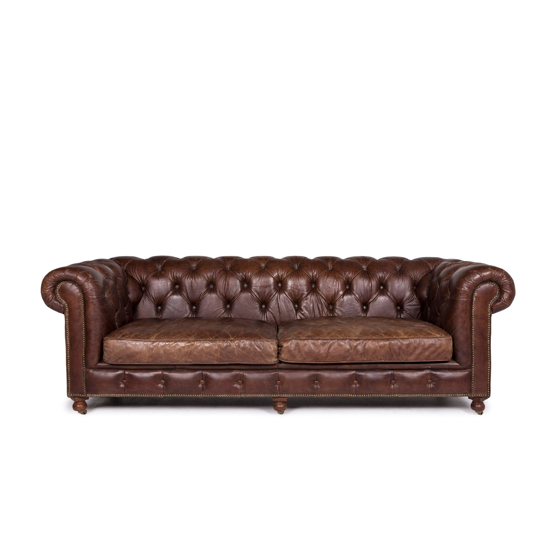 Chesterfield Leder Sofa Braun Dreisitzer Retro Couch #11596