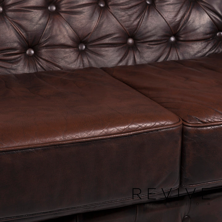 Chesterfield Leder Sofa Braun Zweisitzer Couch Retro Vintage #11917