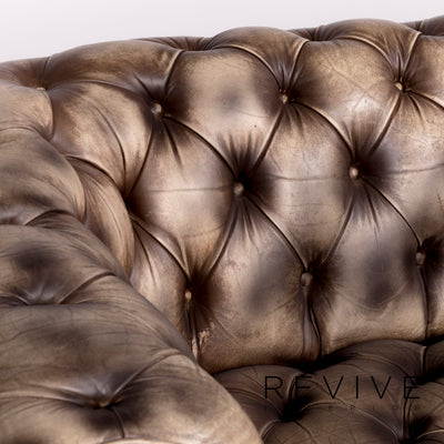 Chesterfield Leder Sofa Leder Sofa Sessel Garnitur Creme Muster Echtleder Stuhl Dreisitzer Couch Vintage Retro #8757