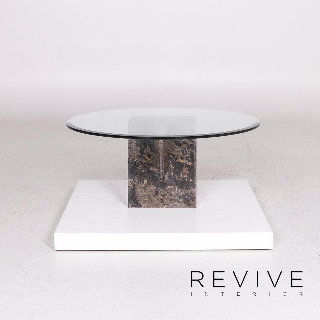 Christine Kröncke Glas Stein Couchtisch Granit Rund Tisch #12151