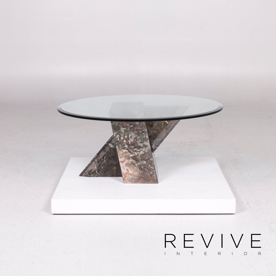 Christine Kröncke Glas Stein Couchtisch Granit Rund Tisch #12151