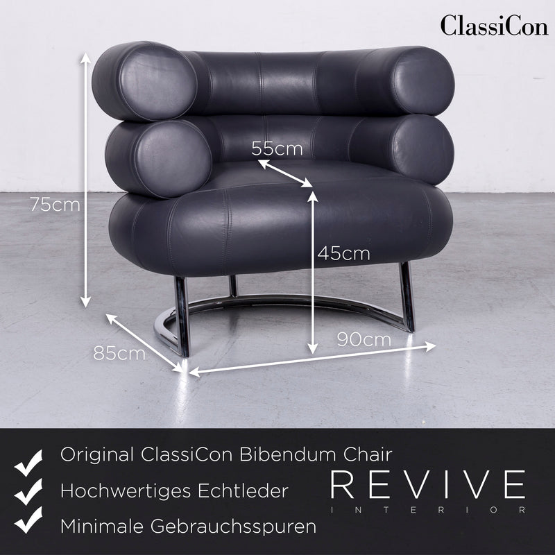 ClassiCon Bibendum Chair Designer Leder Sessel Blau Dunkelblau Echtleder Stuhl 