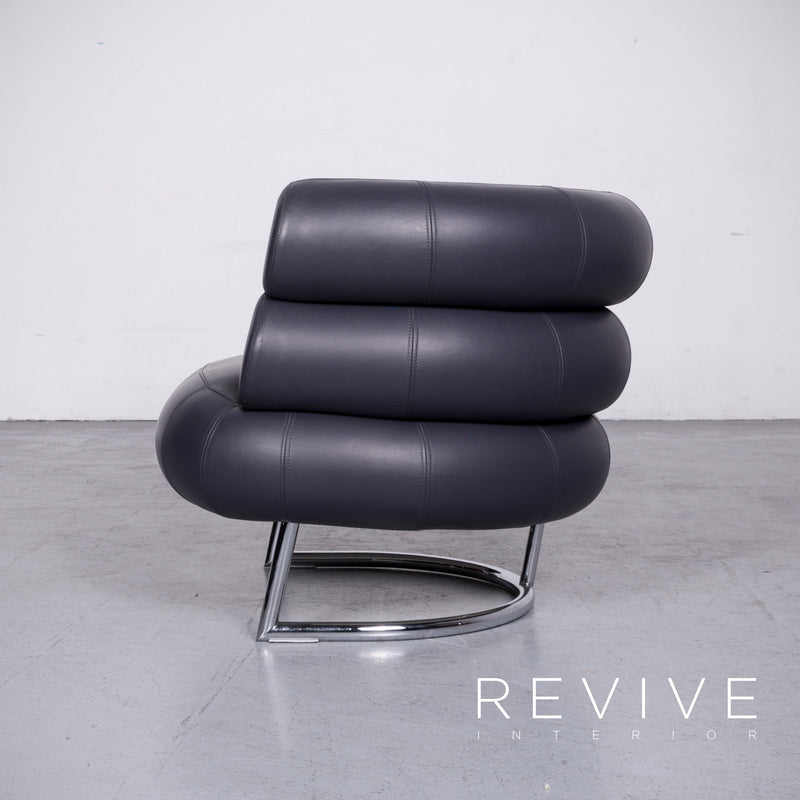 ClassiCon Bibendum Chair Designer Leder Sessel Blau Dunkelblau Echtleder Stuhl 