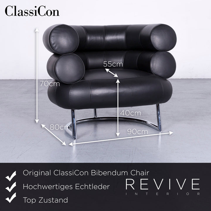 ClassiCon Bibendum Chair Designer Leder Sessel Schwarz Echtleder Stuhl #6591