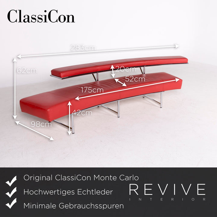 ClassiCon Monte Carlo Designer Leder Sofa Rot by Eileen Gray Echtleder Viersitzer Couch #8313