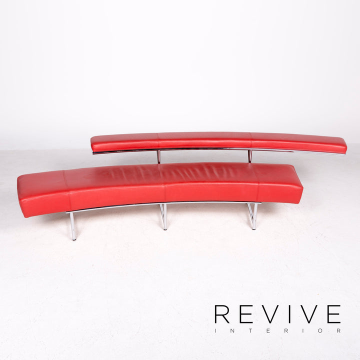 ClassiCon Monte Carlo Designer Leder Sofa Rot by Eileen Gray Echtleder Viersitzer Couch #8313
