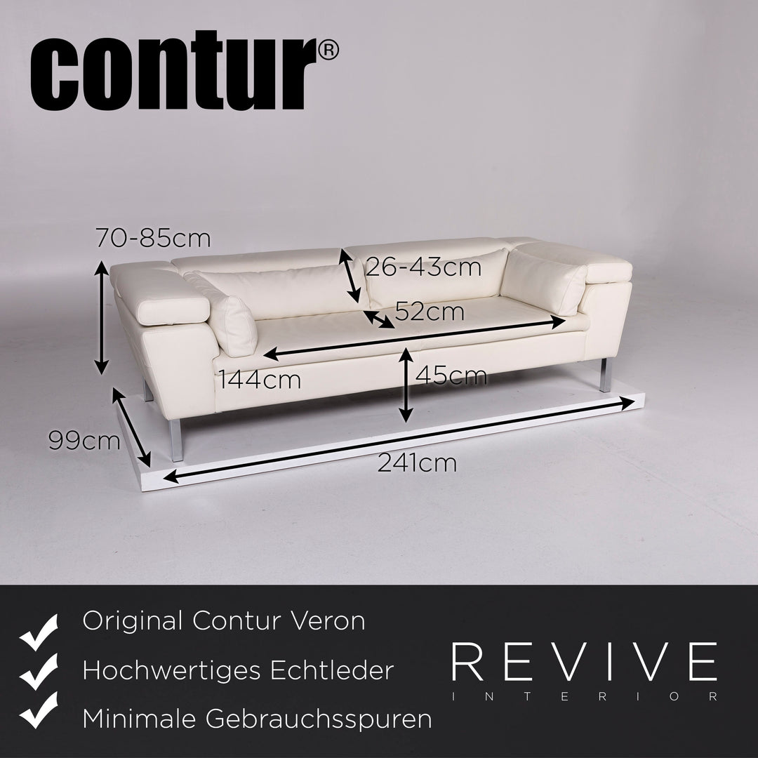 Contur Veron Leder Sofa Weiß Dreisitzer Couch #10363