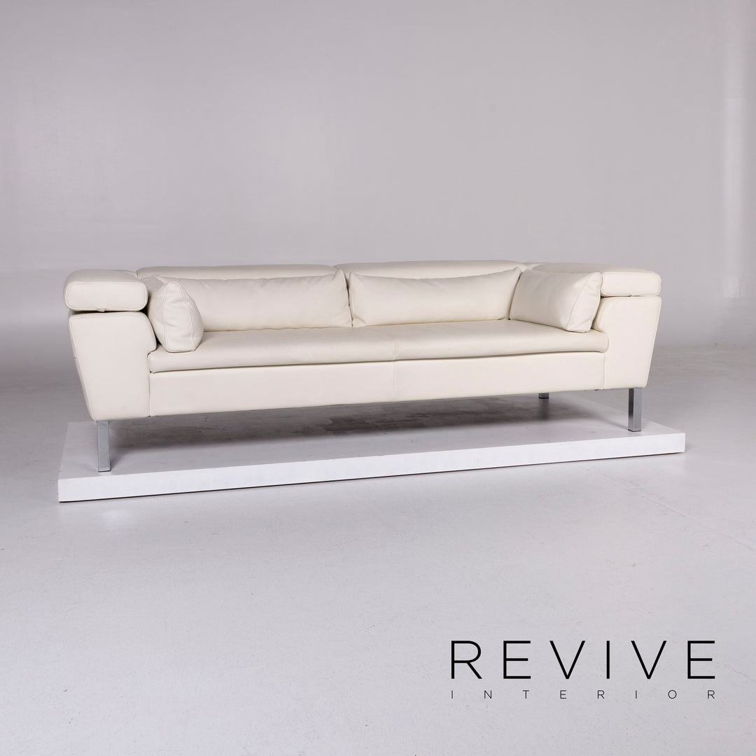 Contur Veron Leder Sofa Weiß Dreisitzer Couch #10363