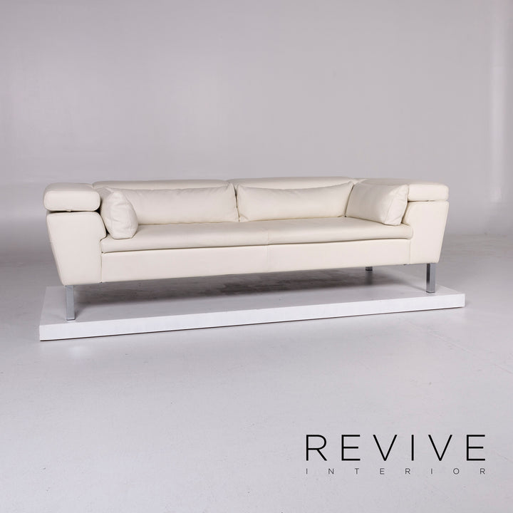 Contur Veron Leder Sofa Weiß Dreisitzer Couch #10363