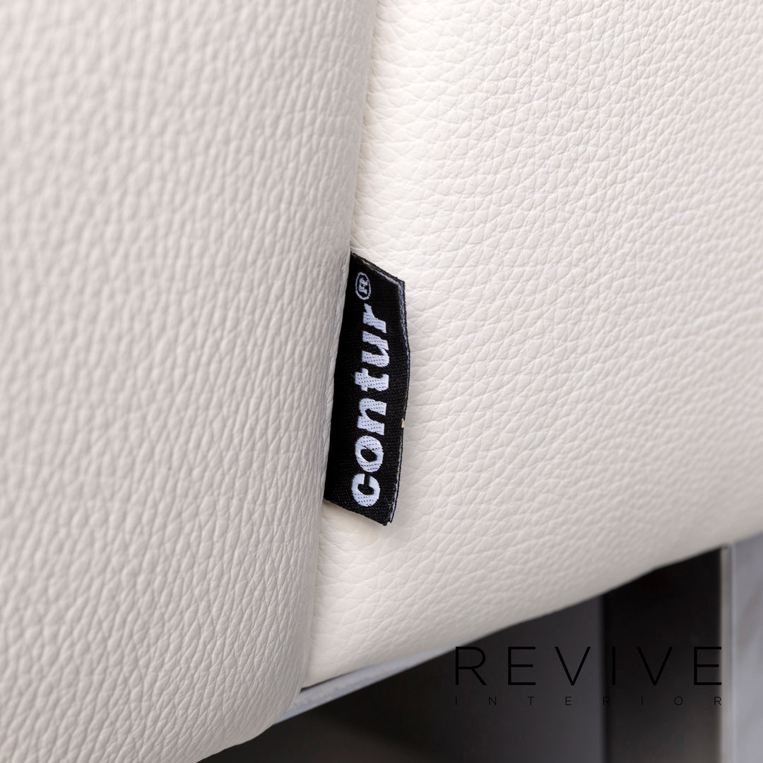 Contur Veron Leder Sofa Weiß Dreisitzer Couch #10363