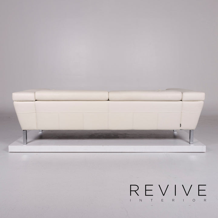 Contur Veron Leder Sofa Weiß Dreisitzer Couch #10363