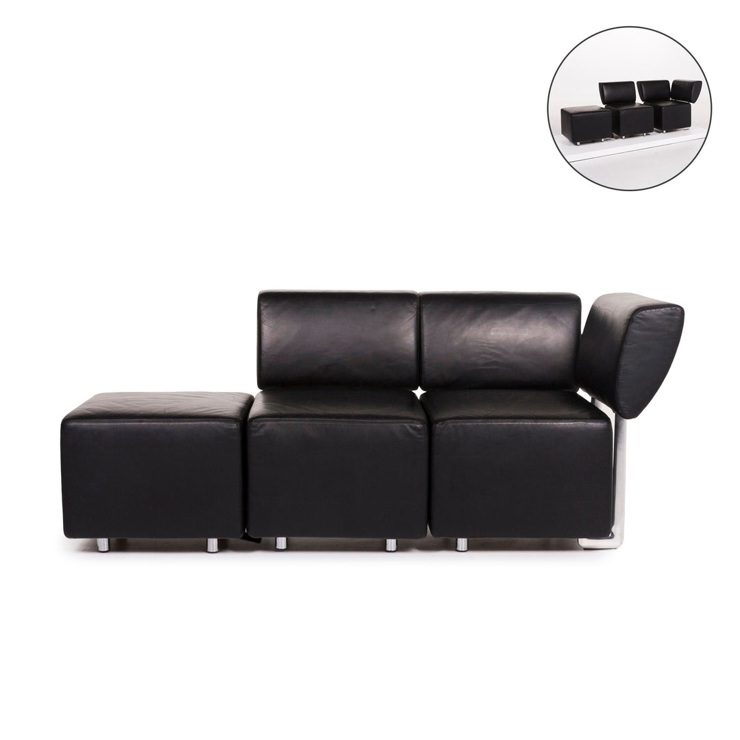 Cor Clou Leather Sofa Black Three Seater Couch #12256