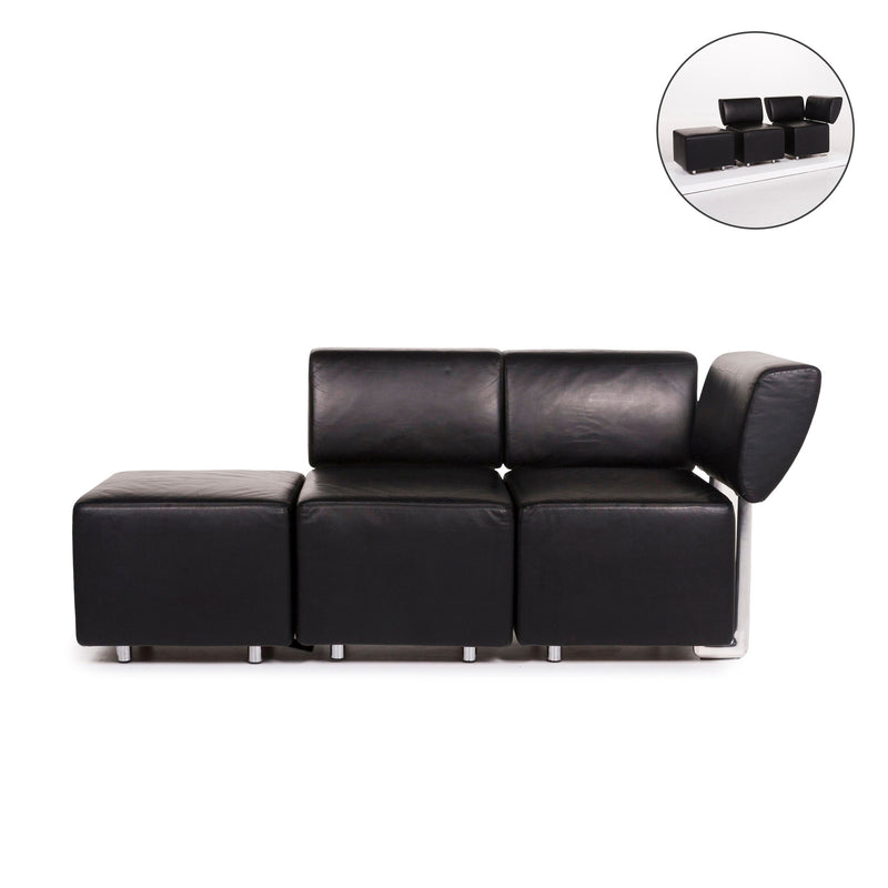Cor Clou Leder Sofa Schwarz Dreisitzer Couch 