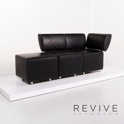 Cor Clou Leder Sofa Schwarz Dreisitzer Couch #12256