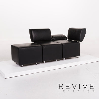Cor Clou Leder Sofa Schwarz Dreisitzer Couch #12256
