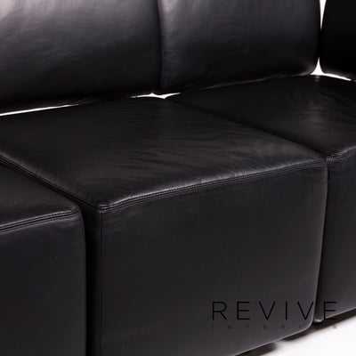 Cor Clou Leder Sofa Schwarz Dreisitzer Couch #12256