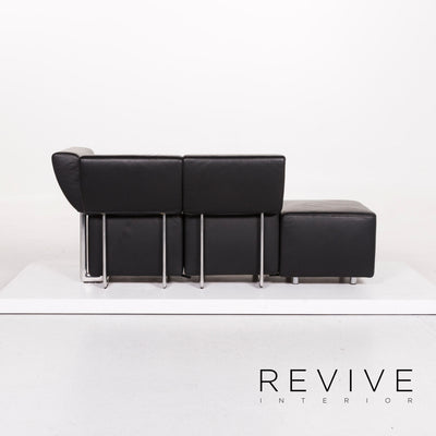 Cor Clou Leder Sofa Schwarz Dreisitzer Couch #12256
