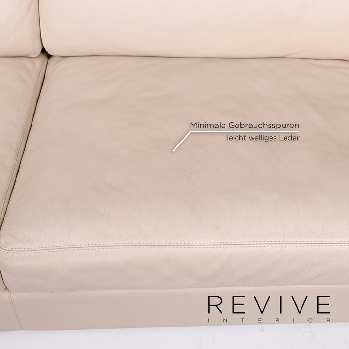 Cor Conseta Creme Leder Sofa Creme Zweisitzer Couch #11778