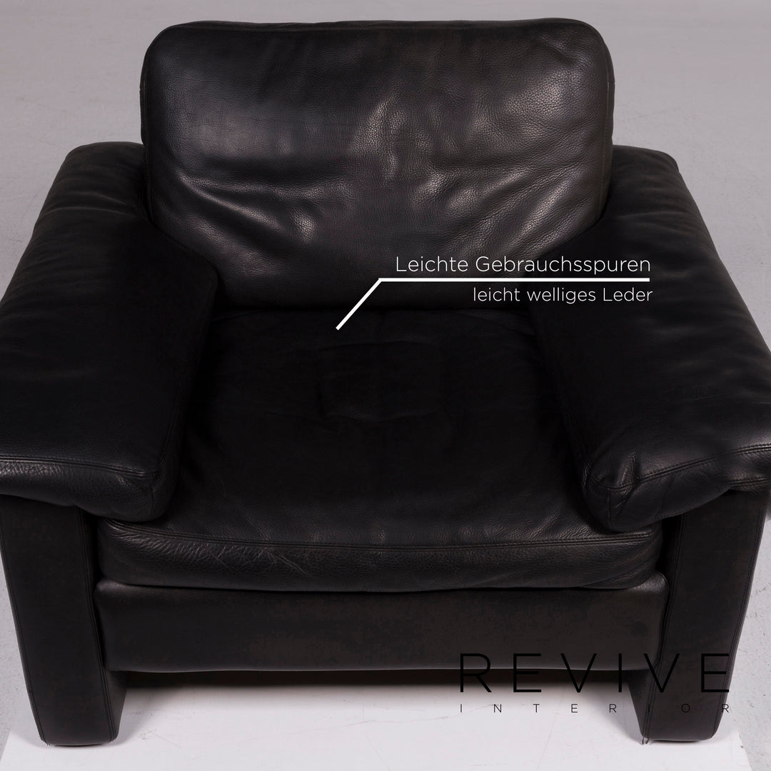 Cor Conseta Leder Sofa Garnitur Schwarz Zweisitzer Sessel #11452
