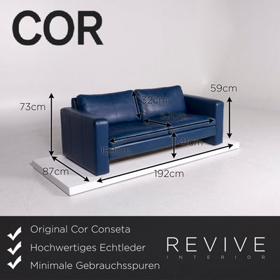 Cor Conseta Leder Sofa Blau Zweisitzer Couch #11965
