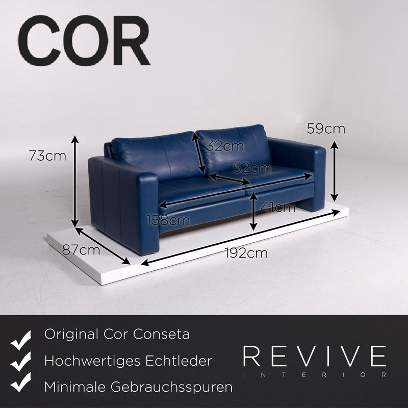 Cor Conseta Leder Sofa Blau Zweisitzer Couch 