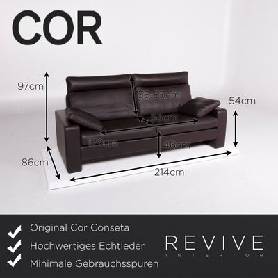 Cor Conseta Leder Sofa Braun Dunkelbraun Zweisitzer Couch #11247