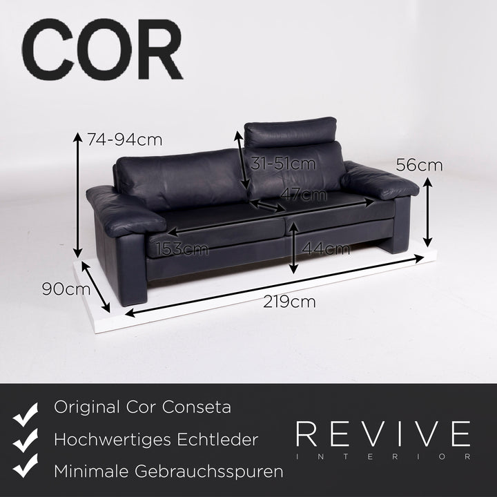 Cor Conseta Sofa Blau Dunkelblau Dreisitzer Couch #11024