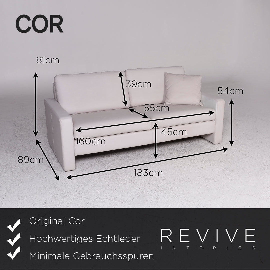 Cor Leder Sofa Grau Zweisitzer Couch #9481