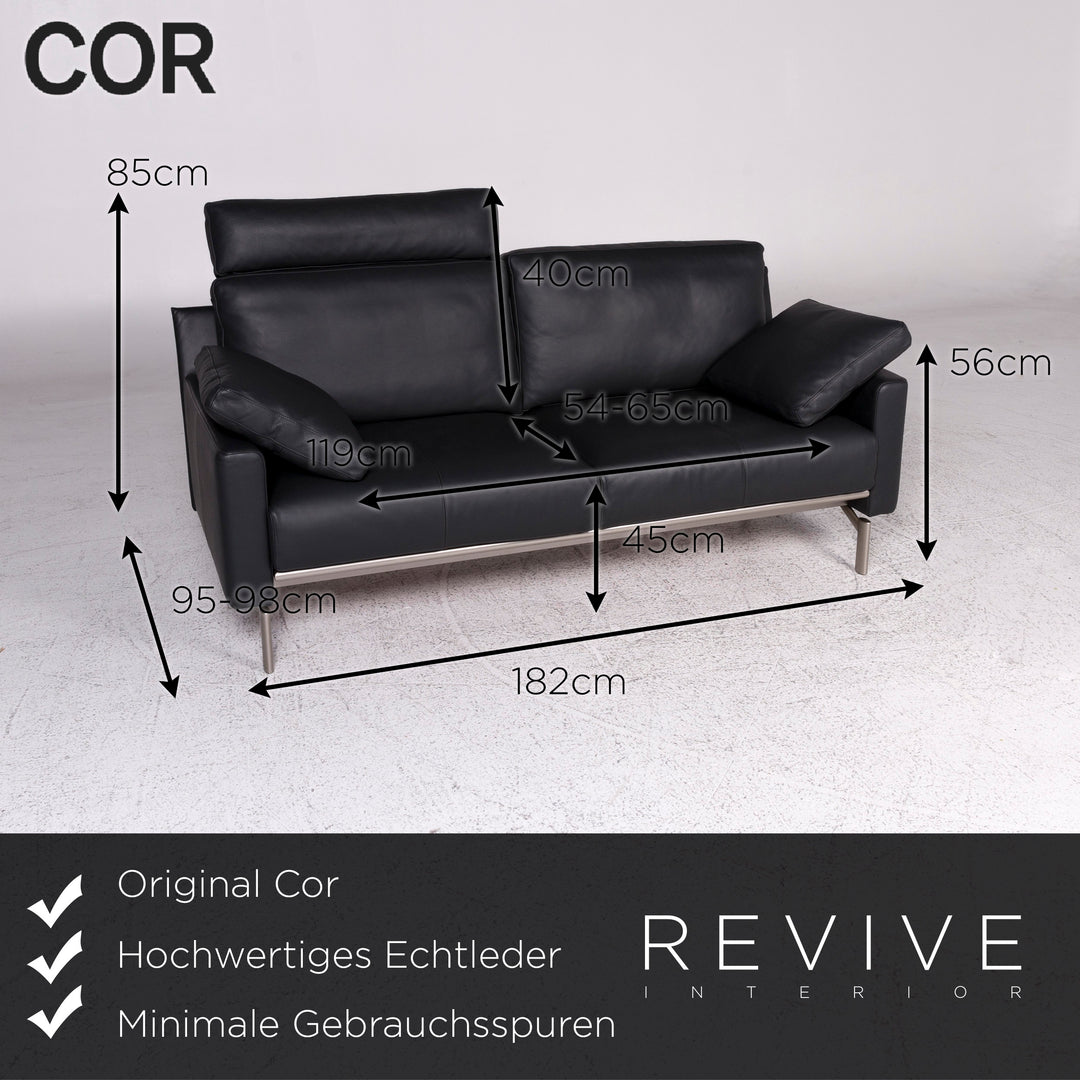 Cor Leder Sofa Grau Anthrazit Zweisitzer Couch #9704