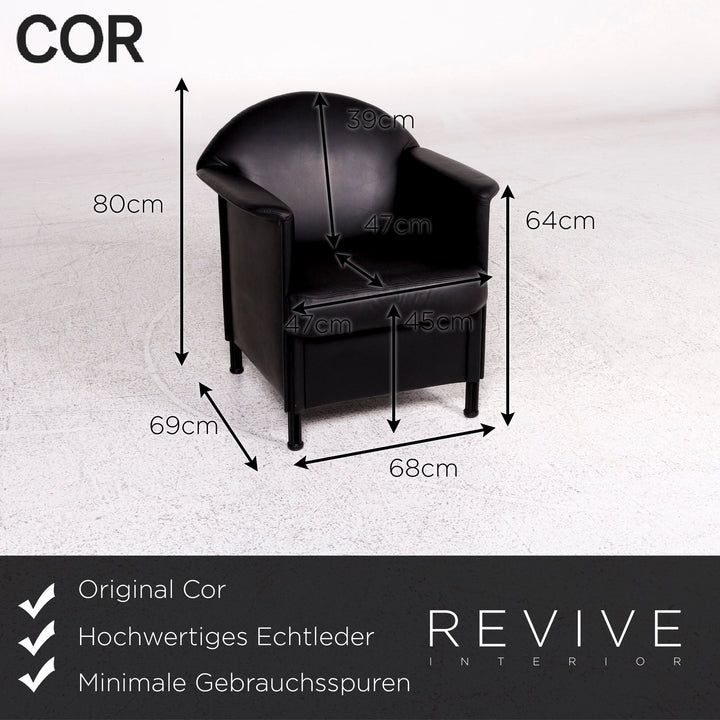Cor Leder Sessel Schwarz #10154