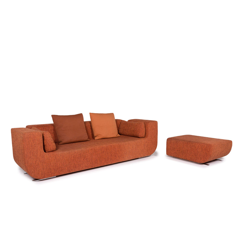 Cor Nuba Orange Stoff Sofa Garnitur 1x Dreisitzer 1x Hocker 
