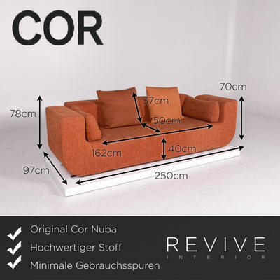 Cor Nuba Orange Stoff Sofa Garnitur 1x Dreisitzer 1x Hocker #12156
