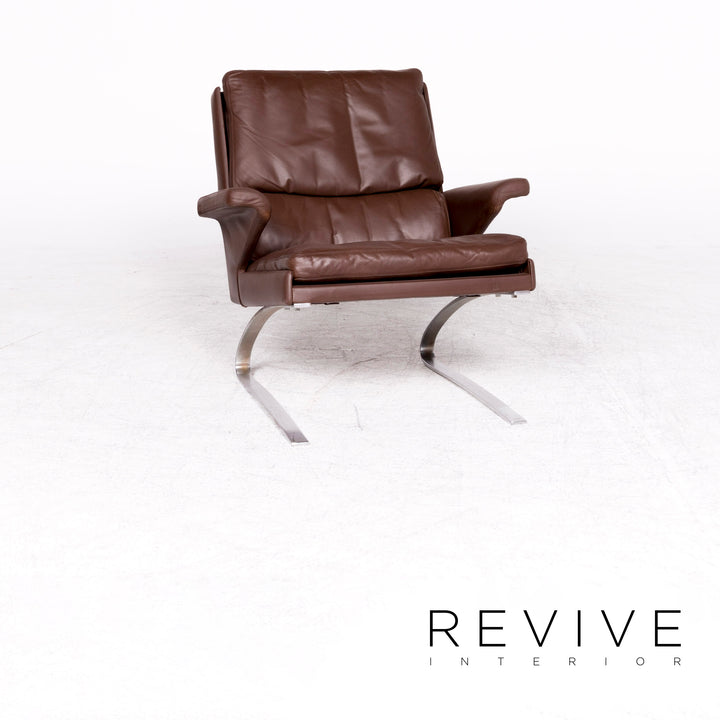 Cor Swing designer leather armchair brown by Reinhold Adolf genuine leather chair #8618