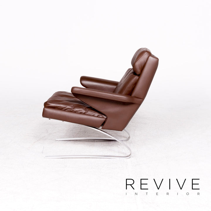 Cor Swing designer leather armchair brown by Reinhold Adolf genuine leather chair #8618