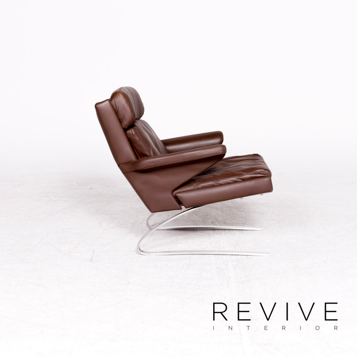 Cor Swing designer leather armchair brown by Reinhold Adolf genuine leather chair #8618
