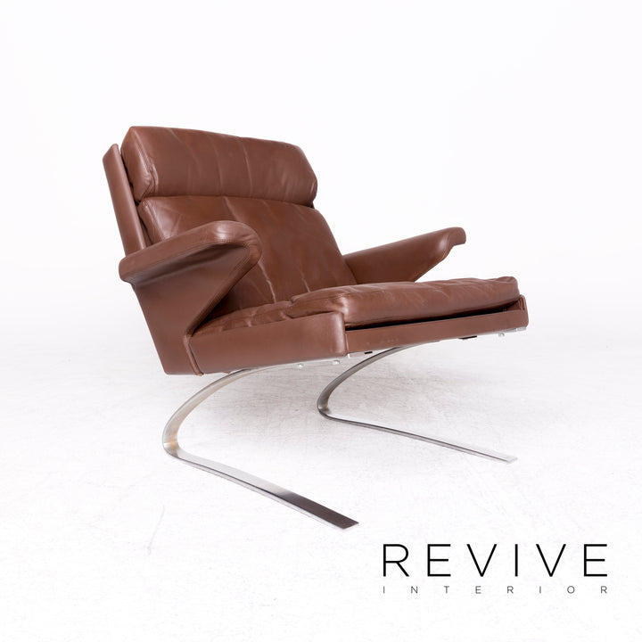 Cor Swing designer leather armchair brown by Reinhold Adolf genuine leather chair #8618