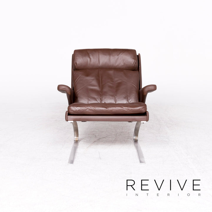 Cor Swing designer leather armchair brown by Reinhold Adolf genuine leather chair #8618