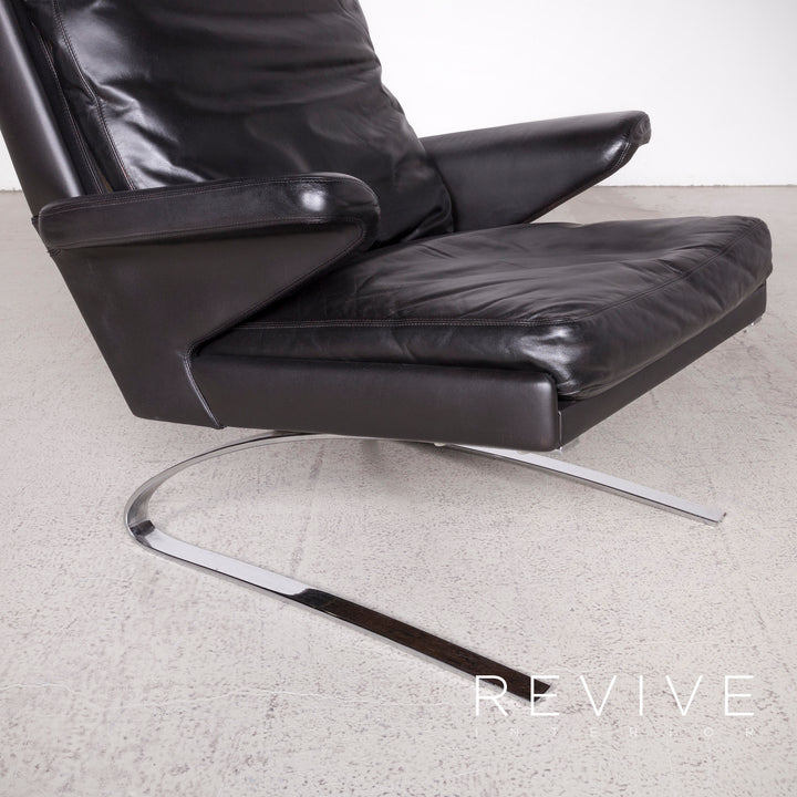 Cor Swing Designer Leather Armchair Black Genuine Leather Chair #7775