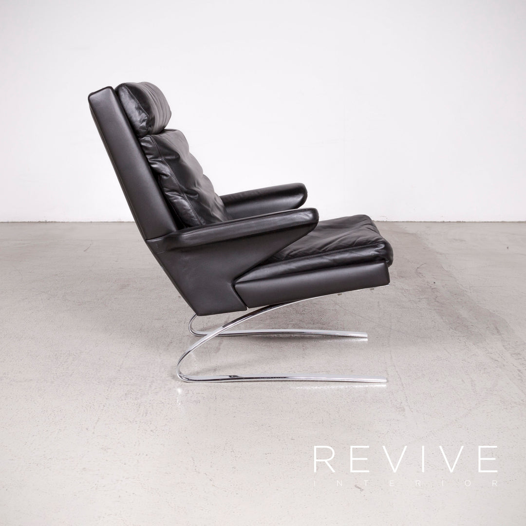 Cor Swing Designer Leather Armchair Black Genuine Leather Chair #7775