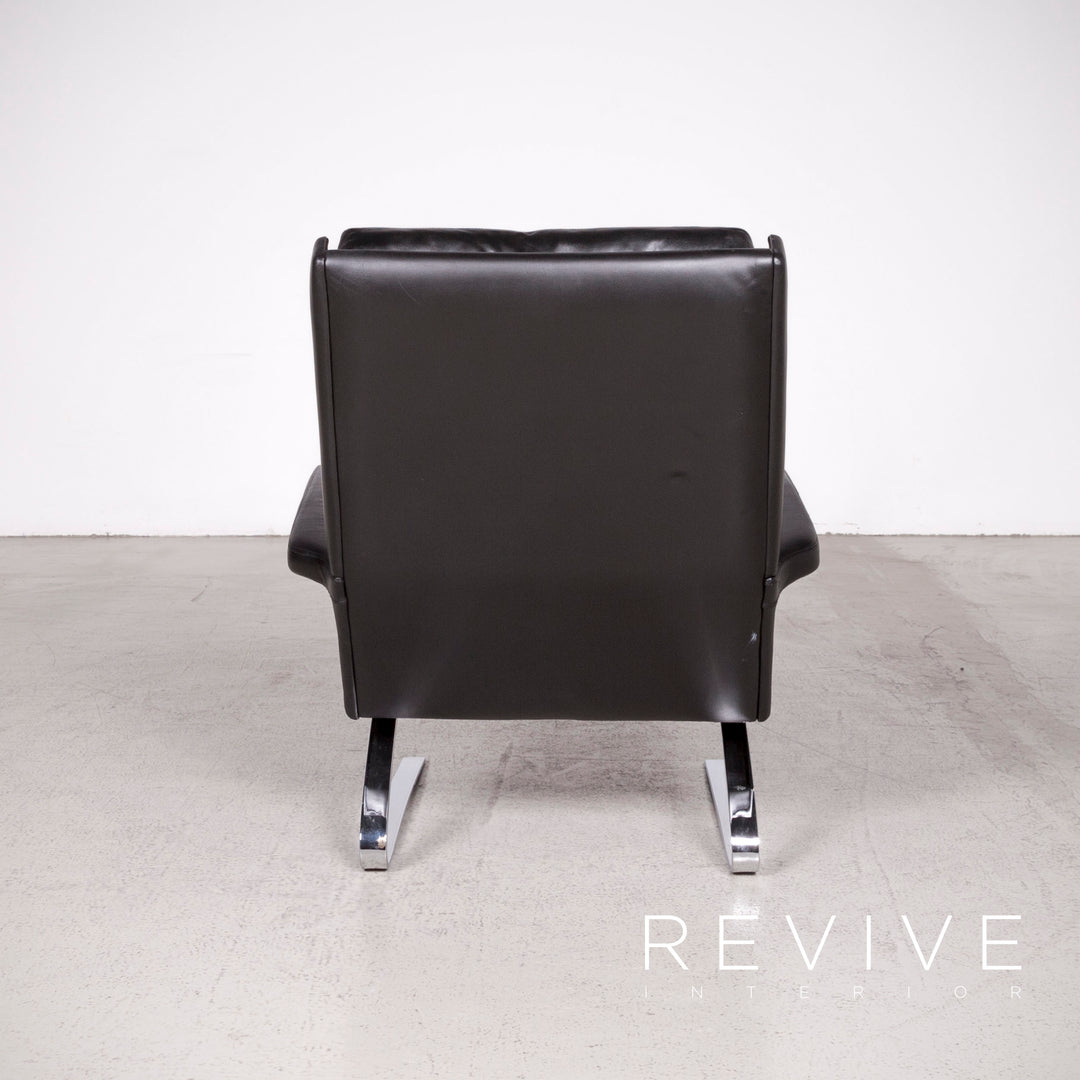 Cor Swing Designer Leather Armchair Black Genuine Leather Chair #7775