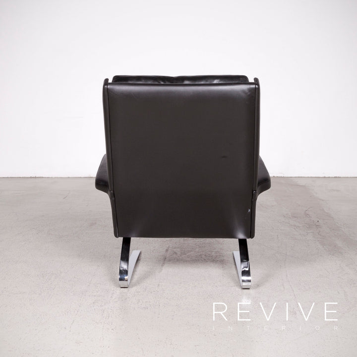 Cor Swing Designer Leather Armchair Black Genuine Leather Chair #7775