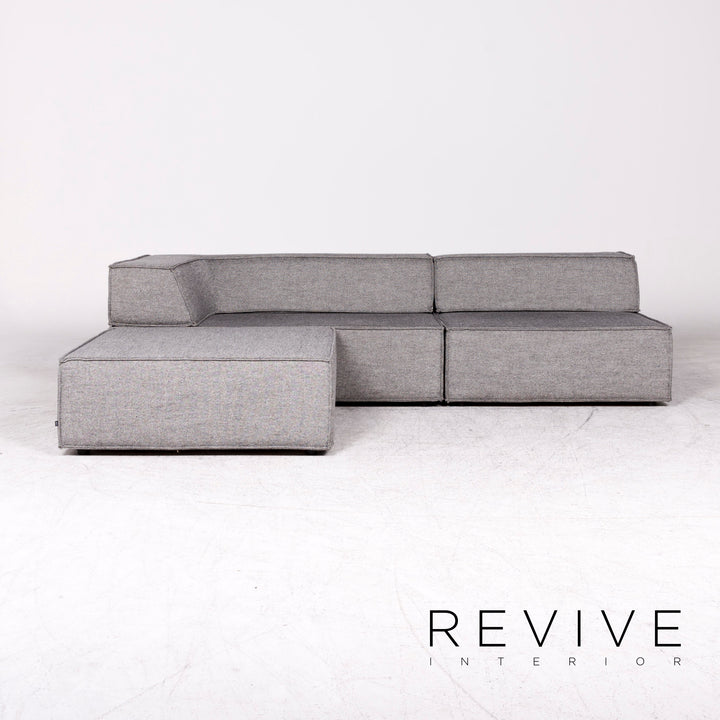 Cor Trio Designer Stoff Ecksofa Grau Elemente Sofa Couch Hocker #8778
