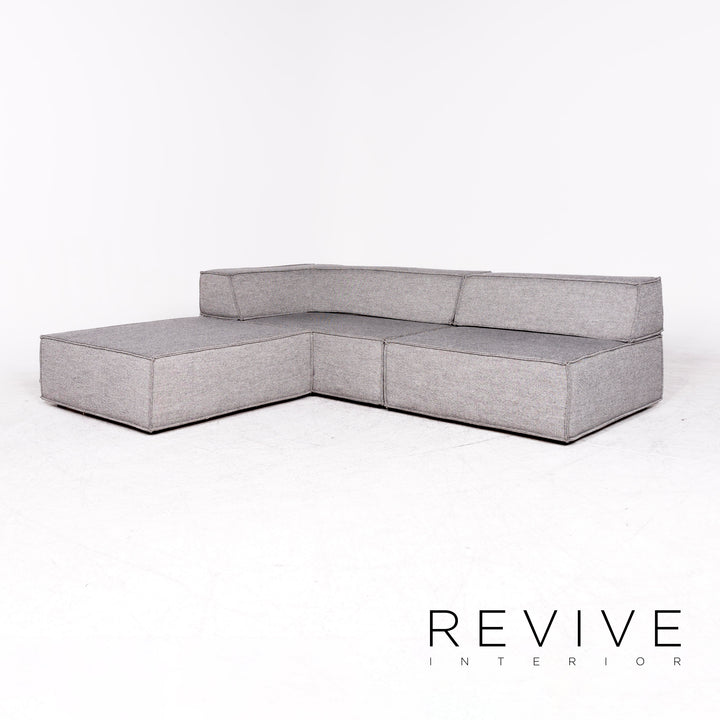 Cor Trio Designer Stoff Ecksofa Grau Elemente Sofa Couch Hocker #8778