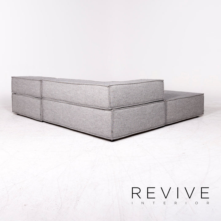 Cor Trio Designer Stoff Ecksofa Grau Elemente Sofa Couch Hocker #8778