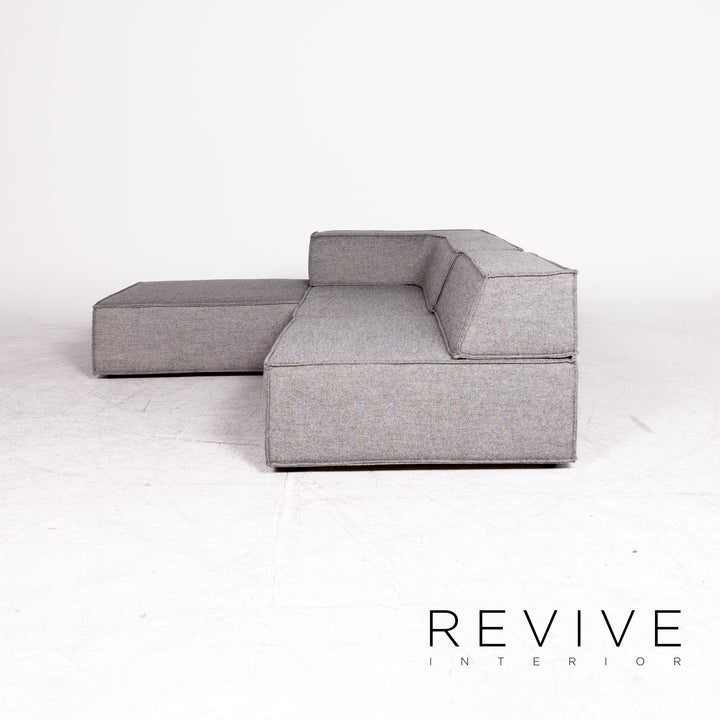 Cor Trio Designer Stoff Ecksofa Grau Elemente Sofa Couch Hocker #8778
