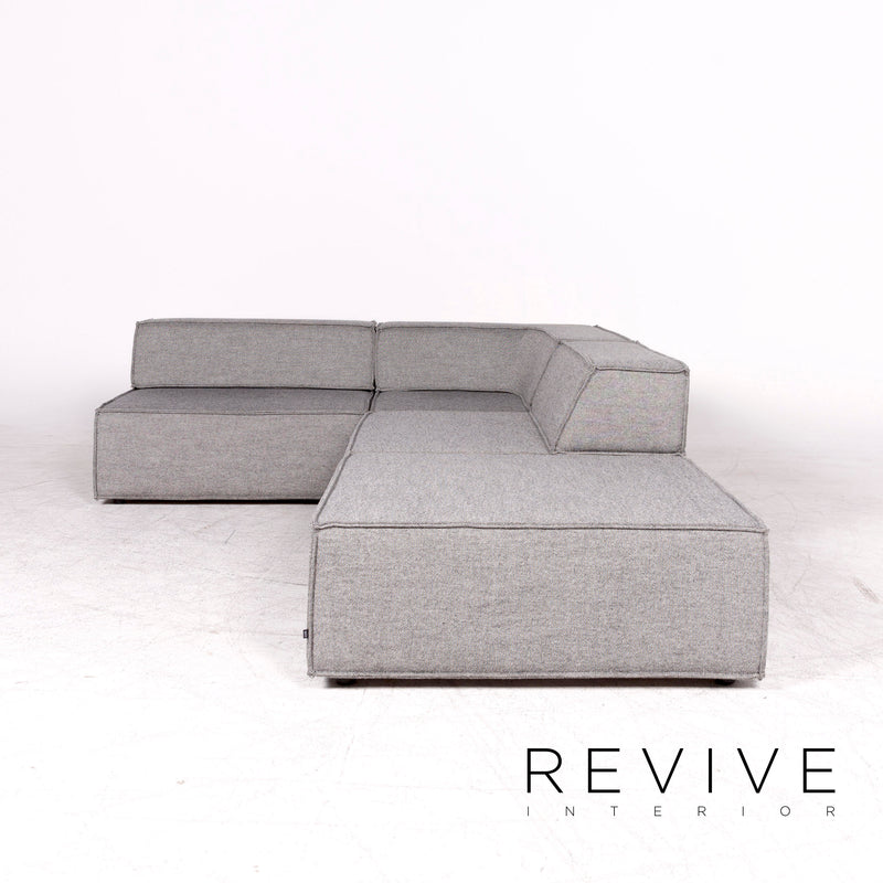 Cor Trio Designer Stoff Ecksofa Grau Sofa Dreisitzer Zweisitzer Couch 