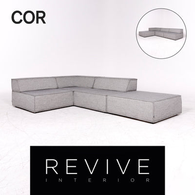 Cor Trio Designer Stoff Ecksofa Grau Sofa Dreisitzer Zweisitzer Couch #8776